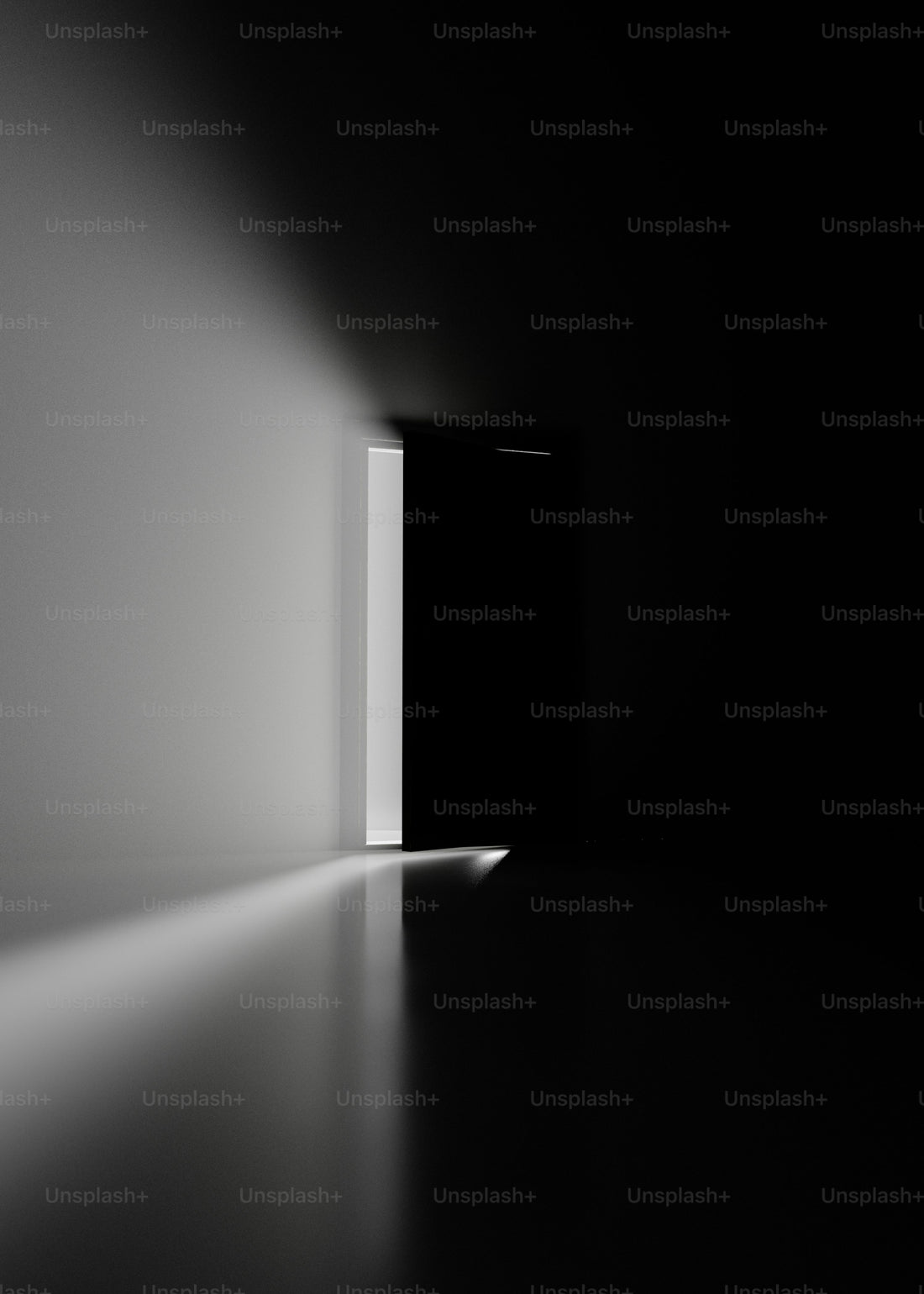 Light falling into a quiet dark room through a doorway